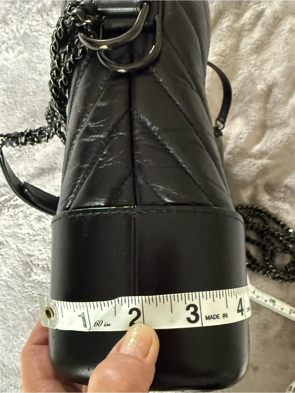 CHANEL Black Quilted Hobo Bag with Leather Base medium size
